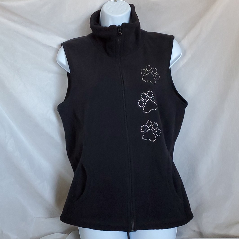 Fleece Paw Print Bling Vest